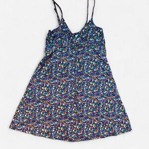 Vtg Y2K mini dress Divided by H&M triangle top spaghetti strap floral XS S cute‎